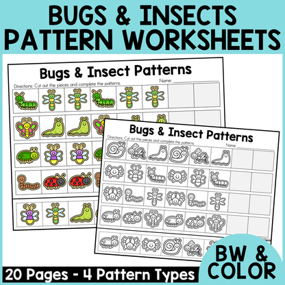 Bugs and Insects Pattern Worksheets
