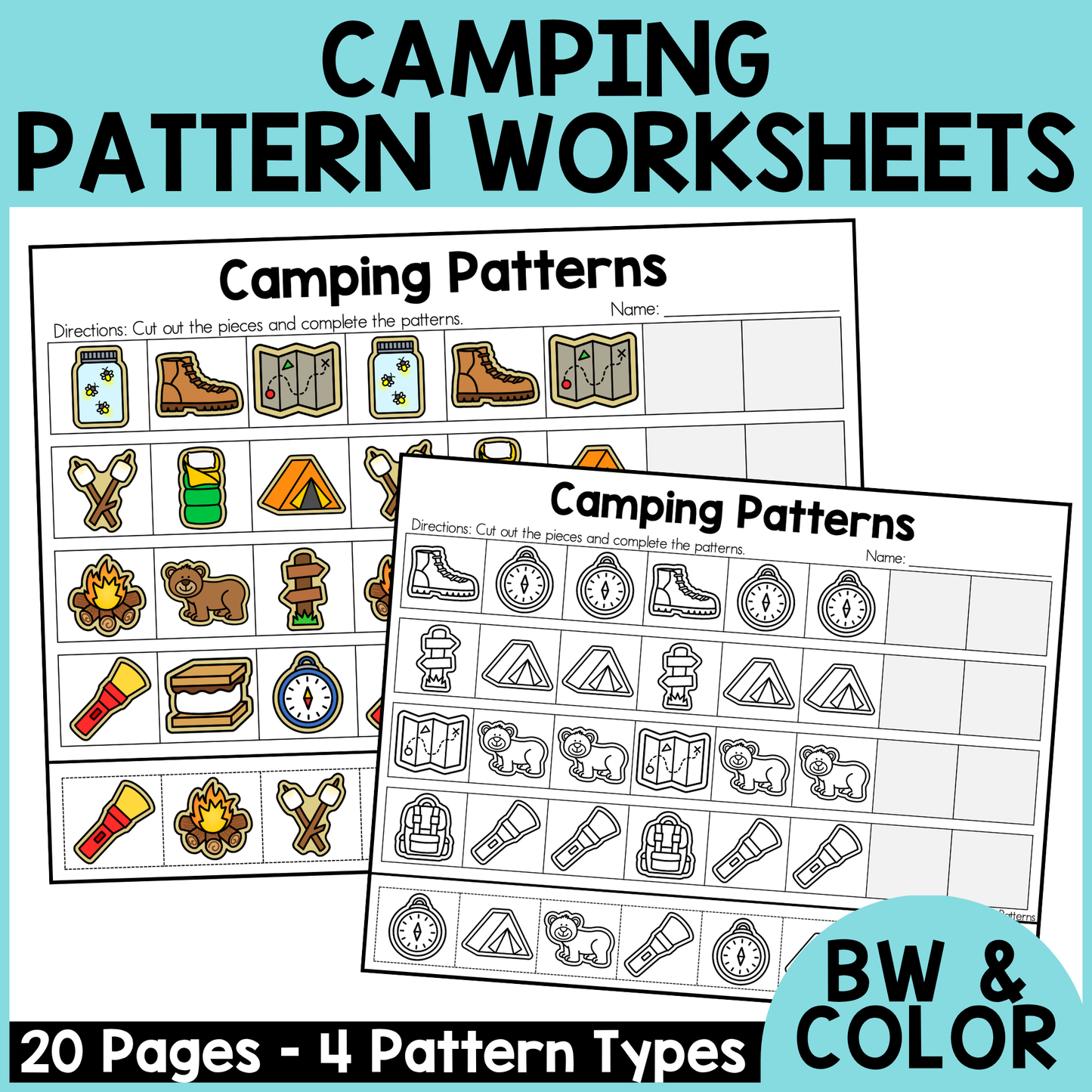Camping Pattern Worksheets