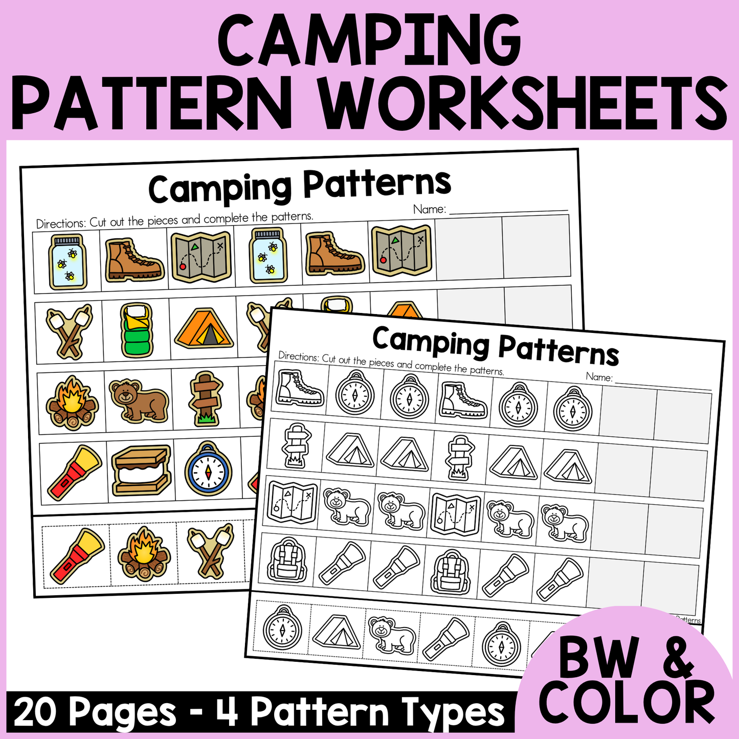 Camping Pattern Worksheets