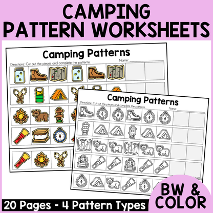 Camping Pattern Worksheets