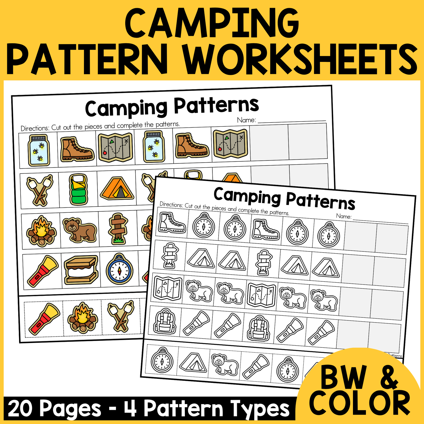 Camping Pattern Worksheets