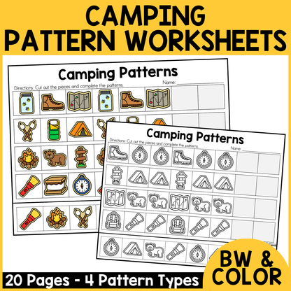 Camping Pattern Worksheets