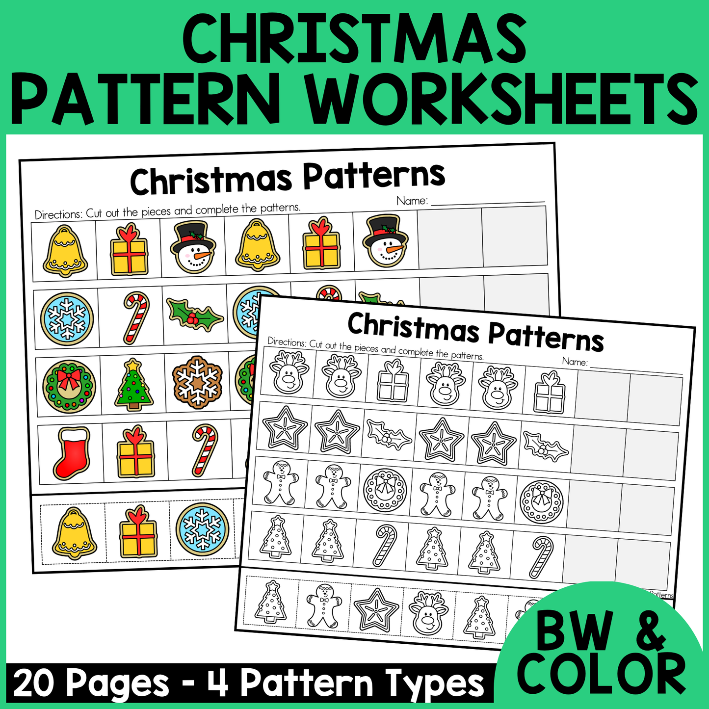 Christmas Pattern Worksheets
