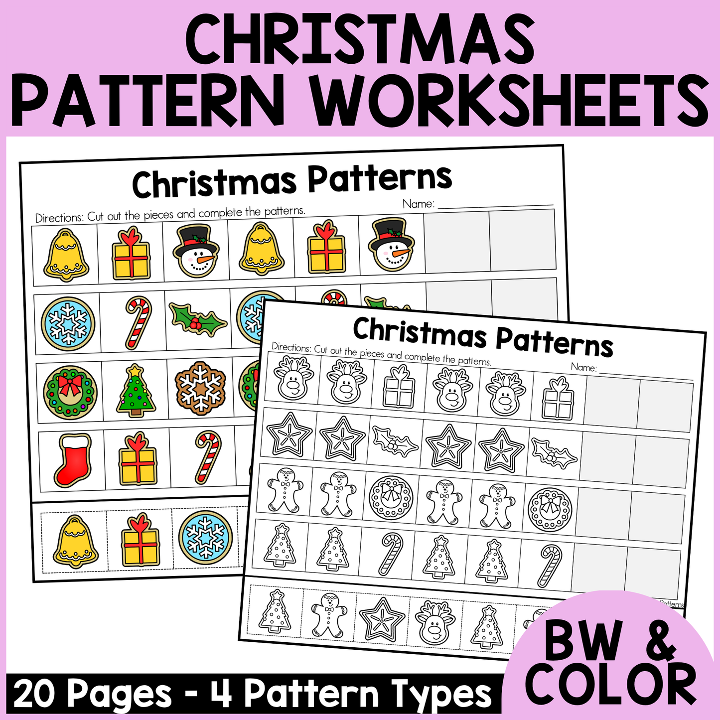 Christmas Pattern Worksheets