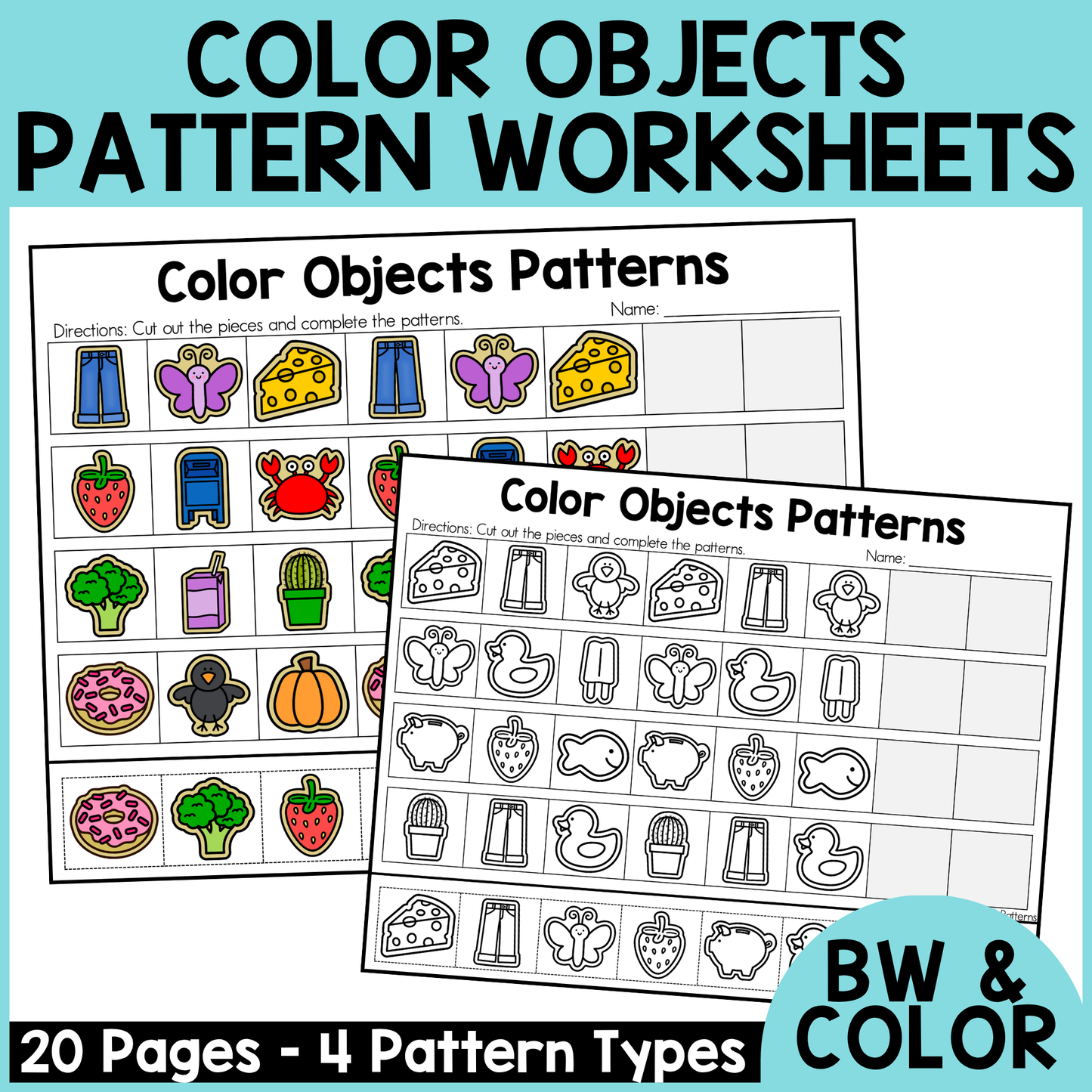 Color Objects Pattern Worksheets