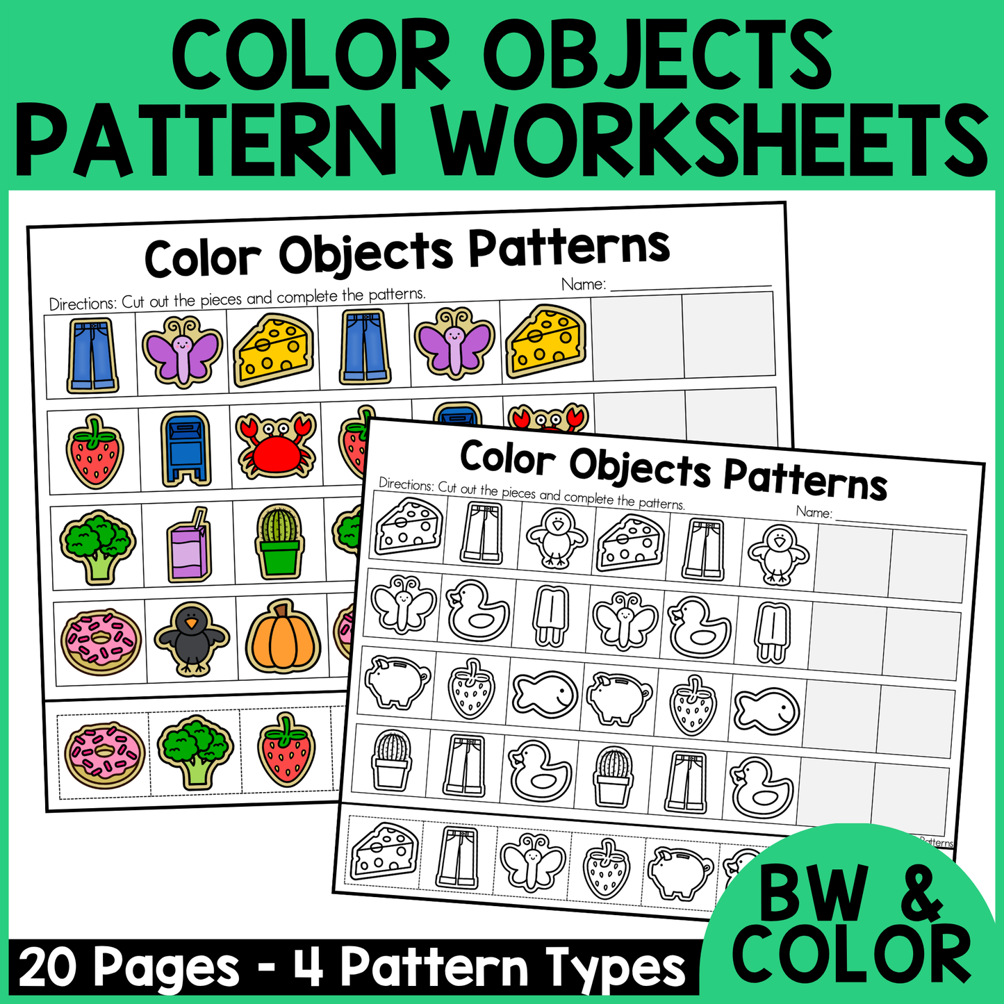 Color Objects Pattern Worksheets