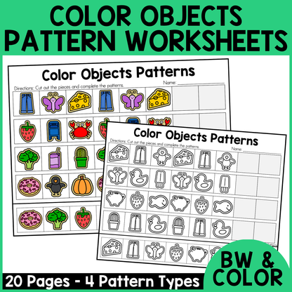 Color Objects Pattern Worksheets