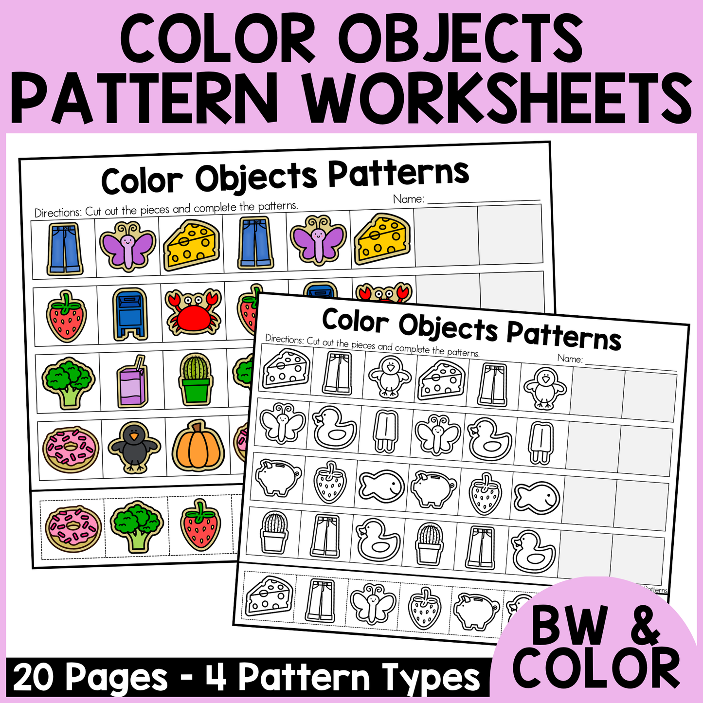 Color Objects Pattern Worksheets