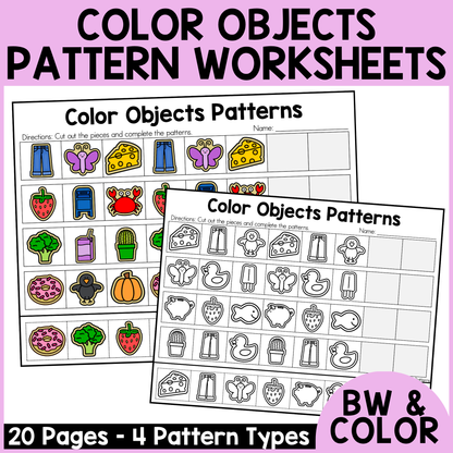 Color Objects Pattern Worksheets