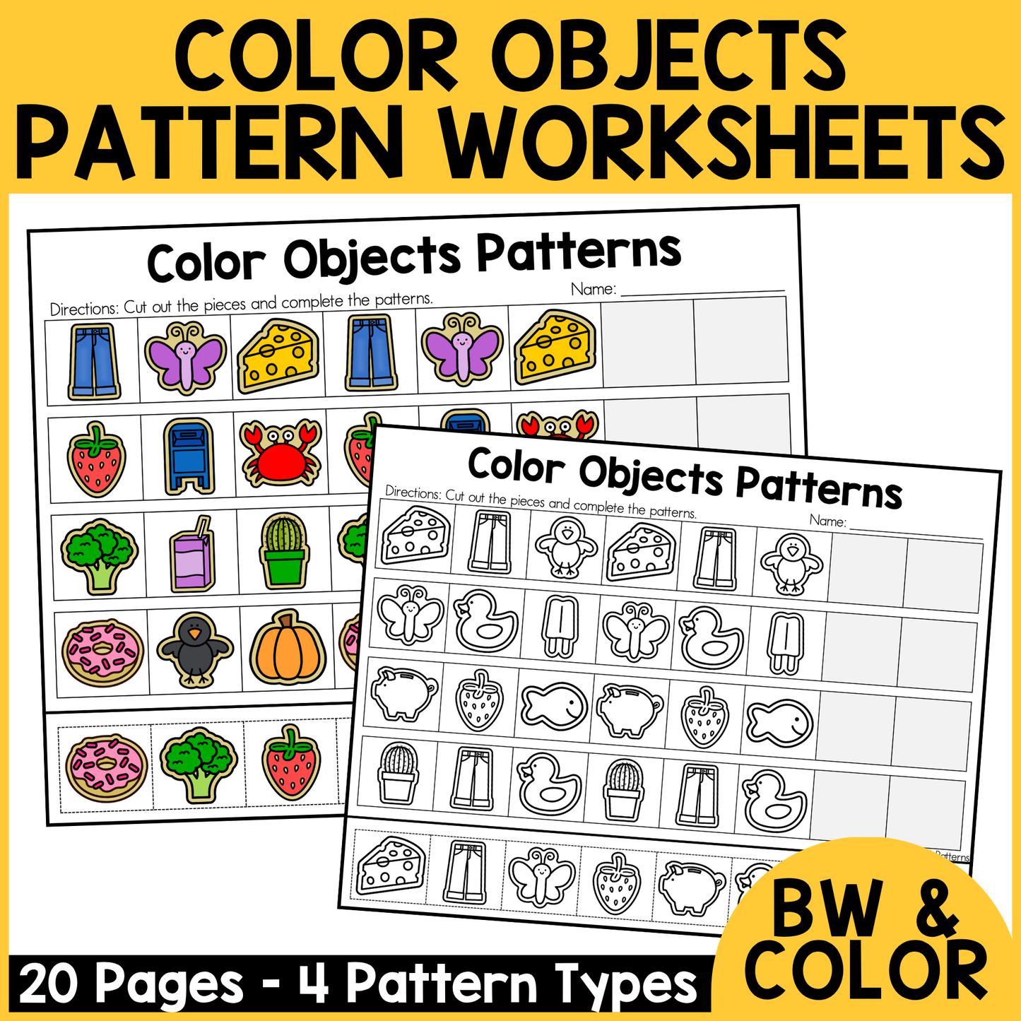 Color Objects Pattern Worksheets