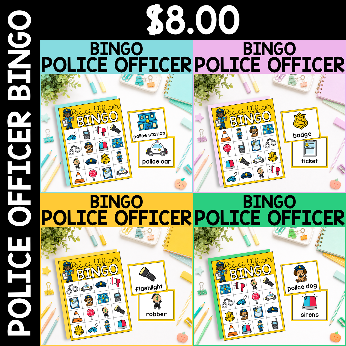 Community Helper Bingo Game: Police Officer