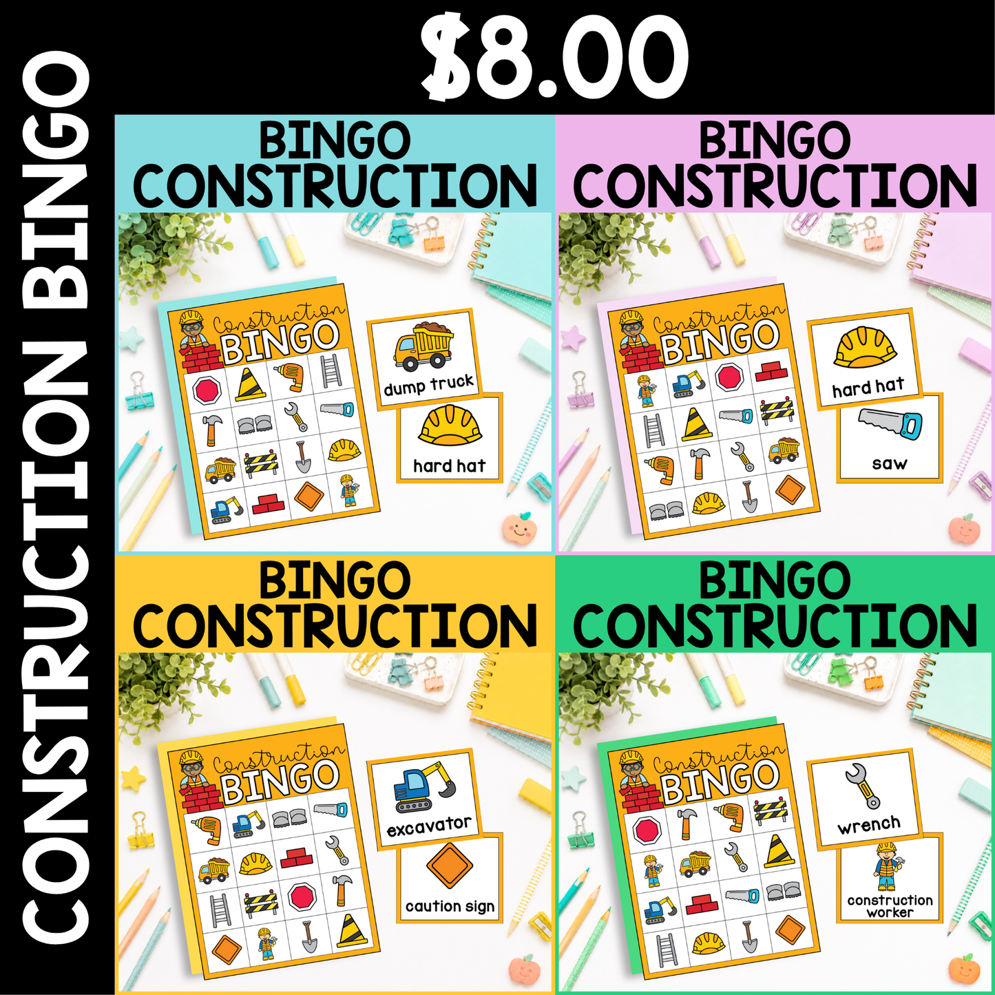 Community Helper Bingo Game: Construction Worker