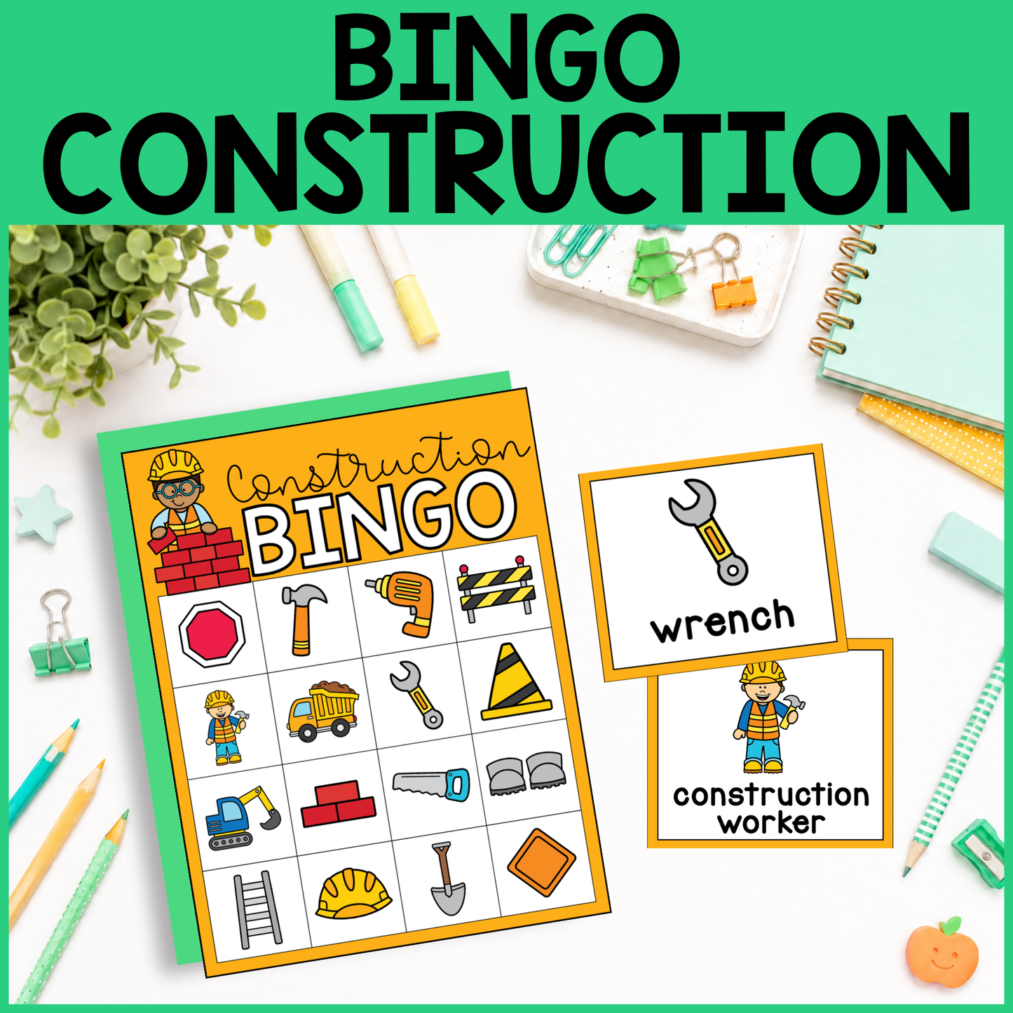 Community Helper Bingo Game: Construction Worker