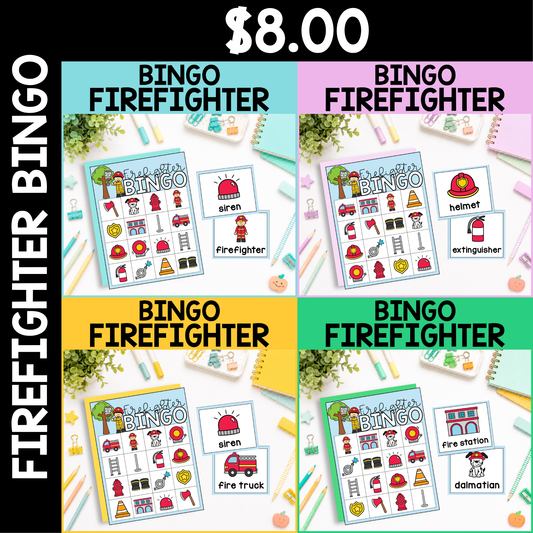 Community Helper Bingo Game: Firefighter