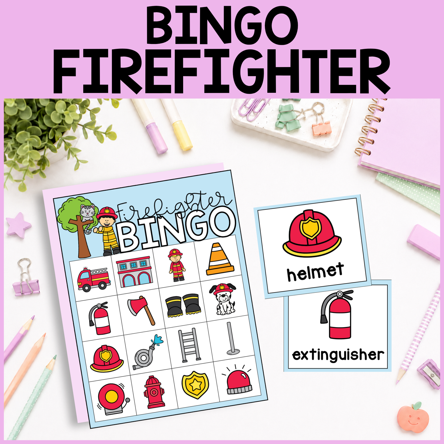 Community Helper Bingo Game: Firefighter