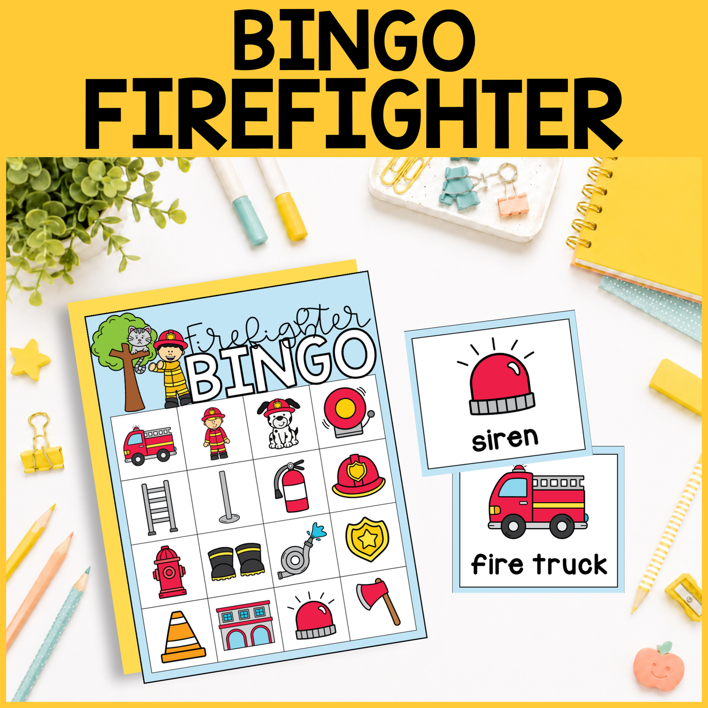 Community Helper Bingo Game: Firefighter