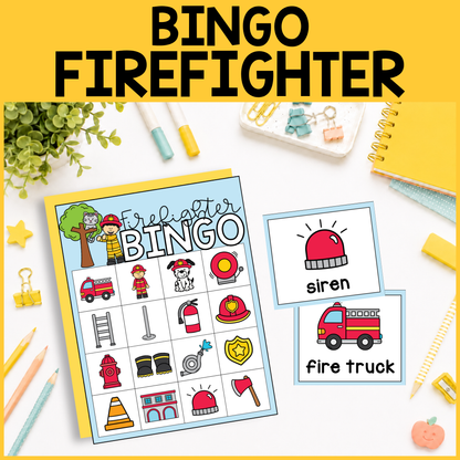 Community Helper Bingo Game: Firefighter