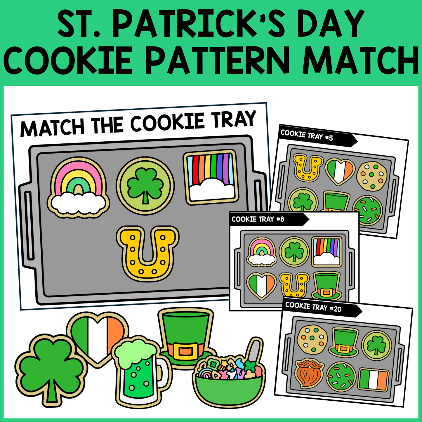 St. Patricks Day Cookie Matching (Patterns Activity)