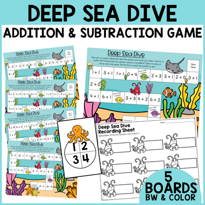 Deep Sea Dive Addition and Subtraction Fluency
