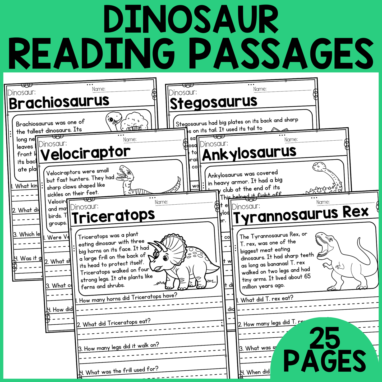 Dinosaur Reading Passages