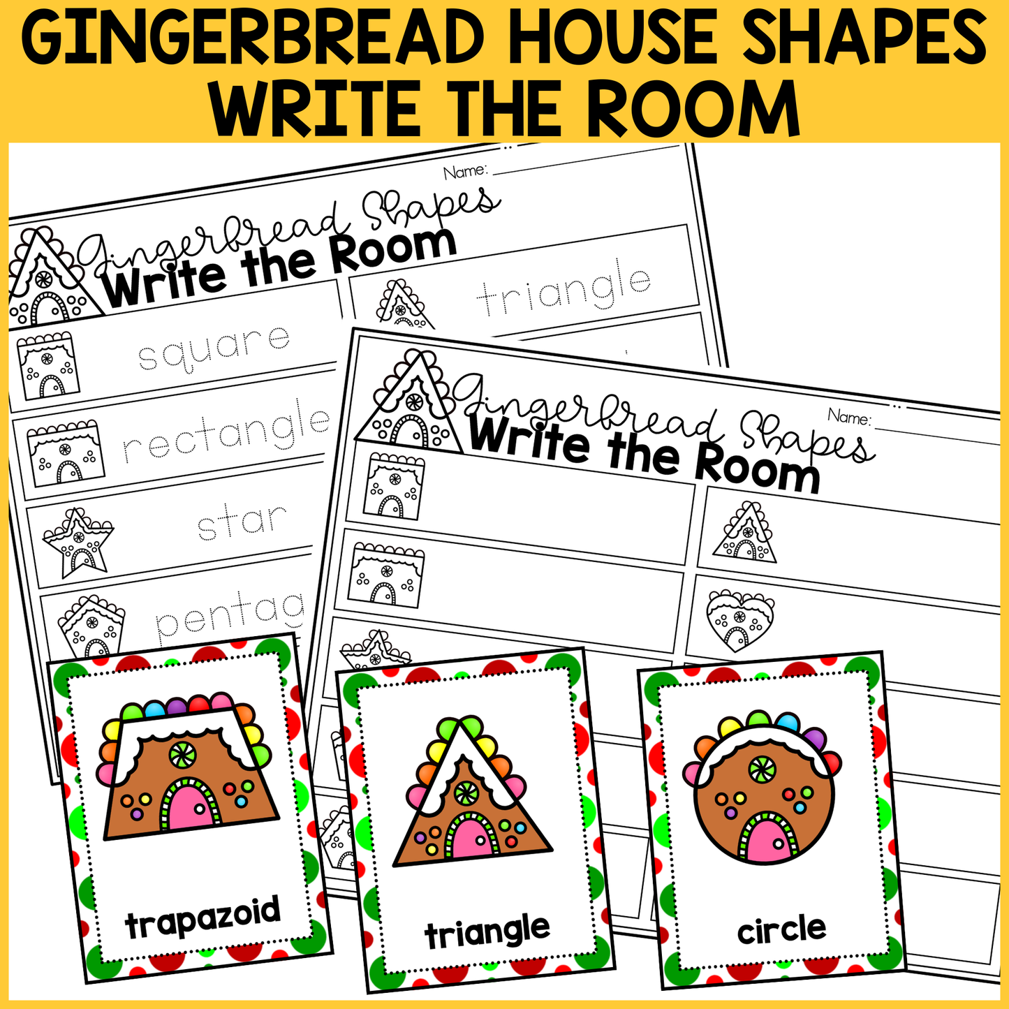 Gingerbread House Shapes Write the Room
