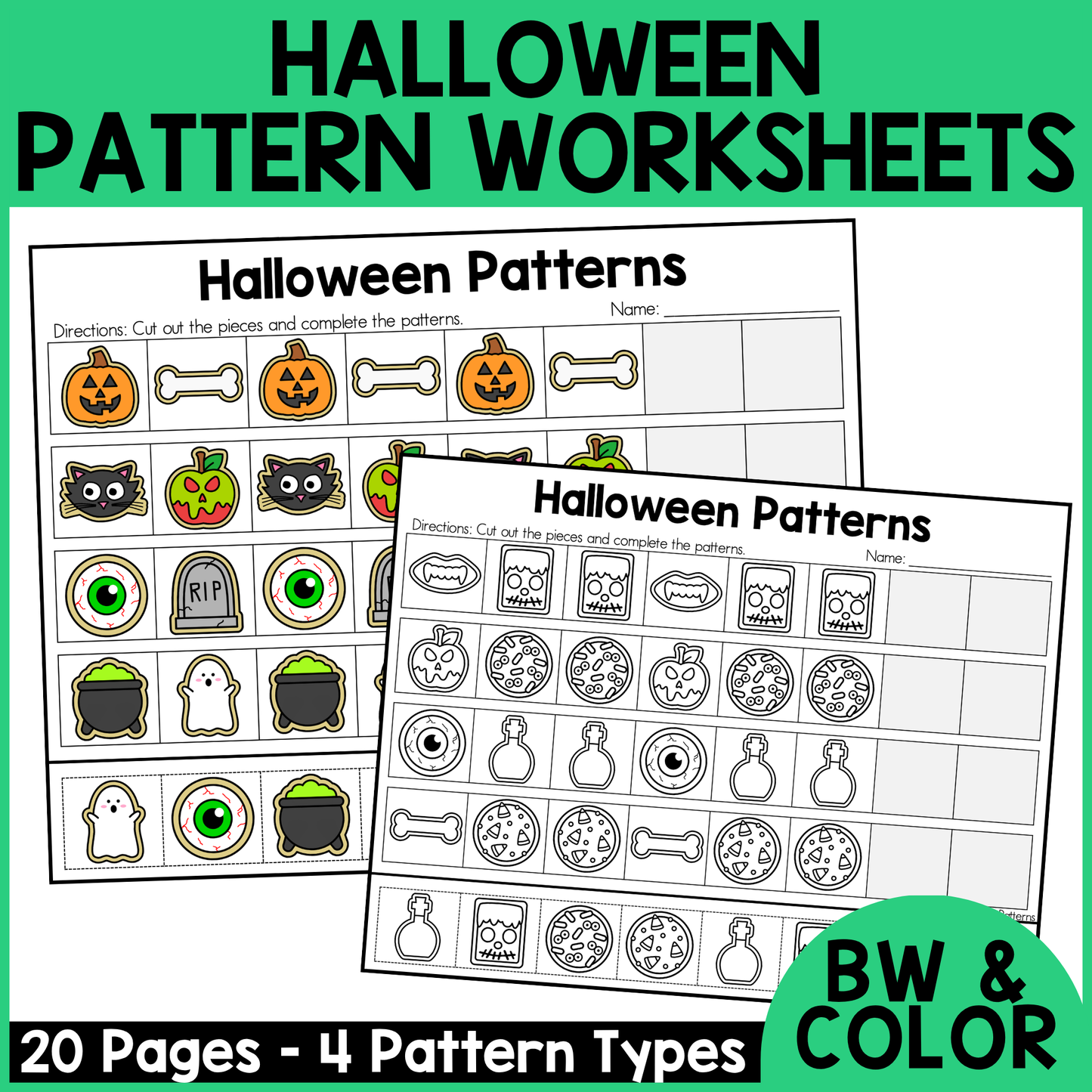 Halloween Pattern Worksheets