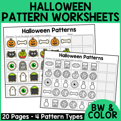 Halloween Pattern Worksheets