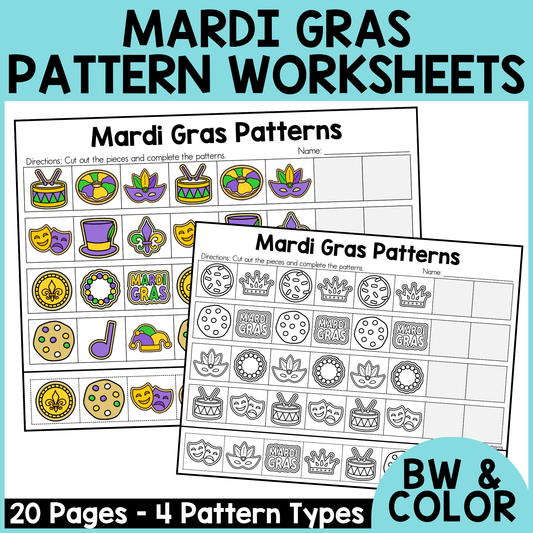 Mardi Gras Pattern Worksheets