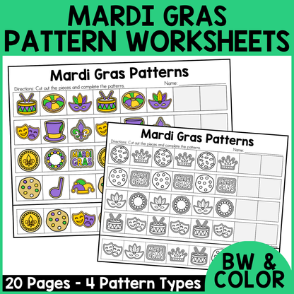 Mardi Gras Pattern Worksheets