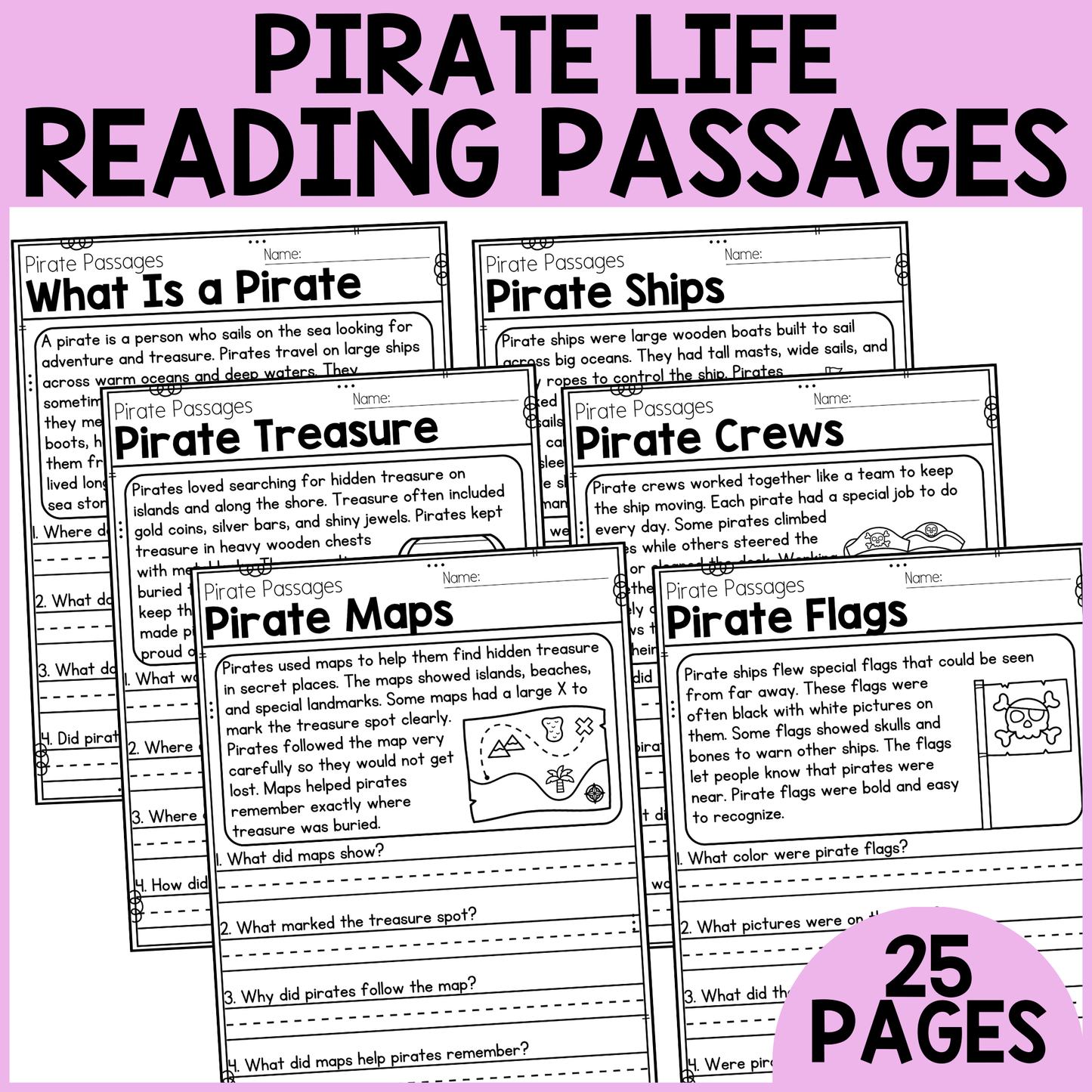 Pirate Life Reading Passages