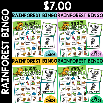 Rainforest Animal Bingo