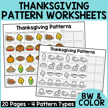 Thanksgiving Pattern Worksheets