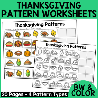 Thanksgiving Pattern Worksheets