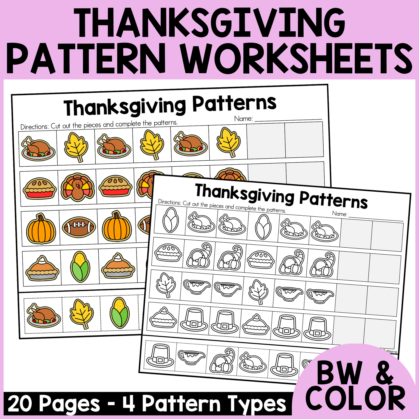 Thanksgiving Pattern Worksheets