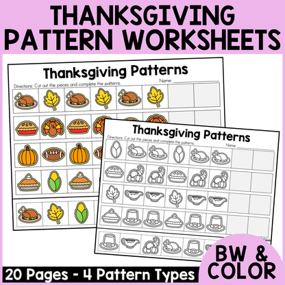 Thanksgiving Pattern Worksheets