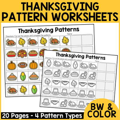 Thanksgiving Pattern Worksheets