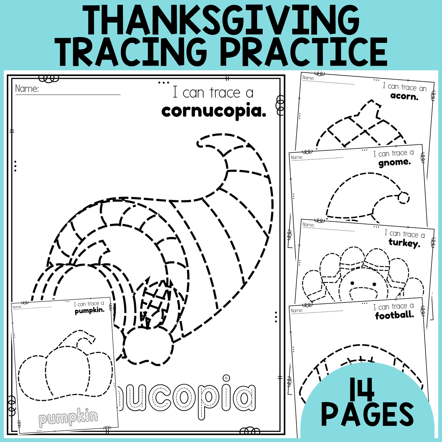 Thanksgiving Tracing Worksheets