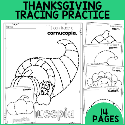 Thanksgiving Tracing Worksheets