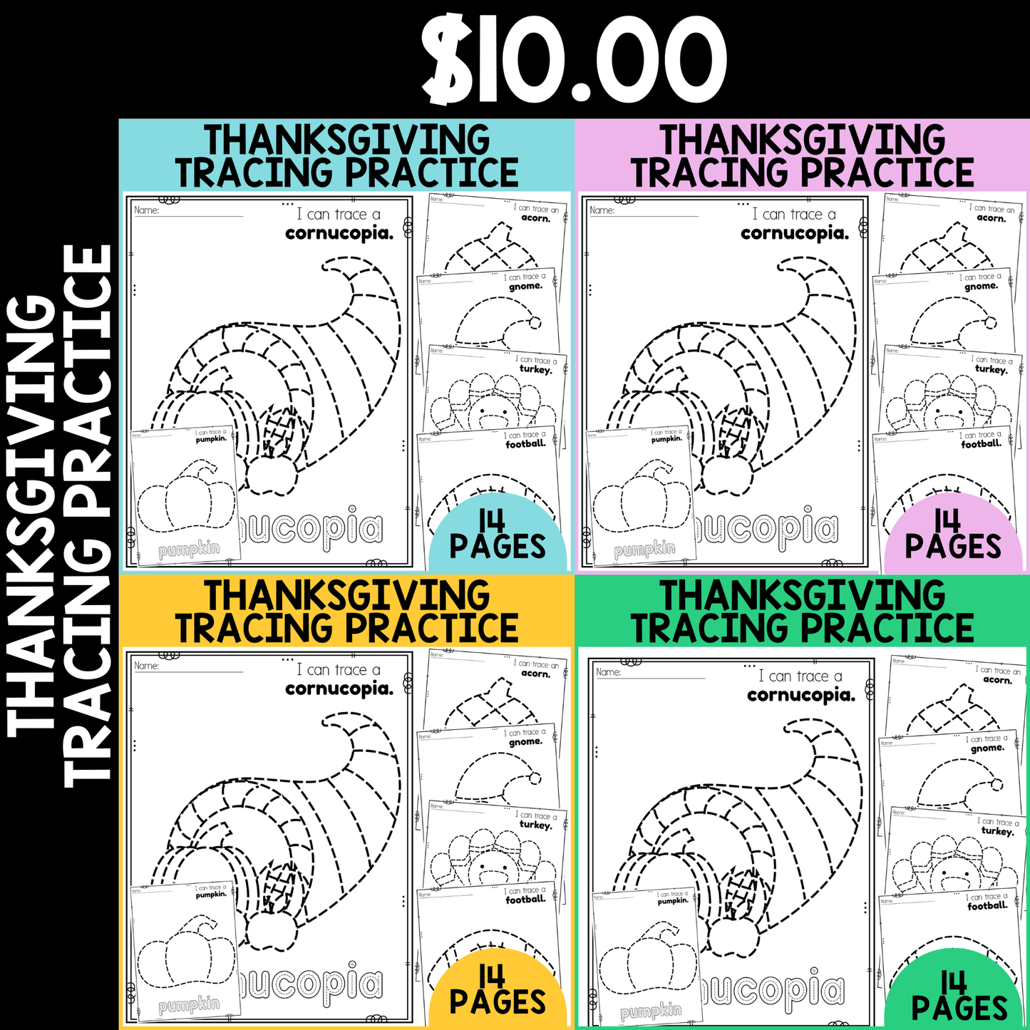 Thanksgiving Tracing Worksheets