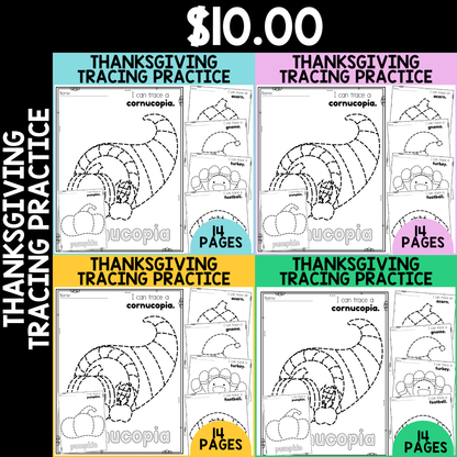 Thanksgiving Tracing Worksheets