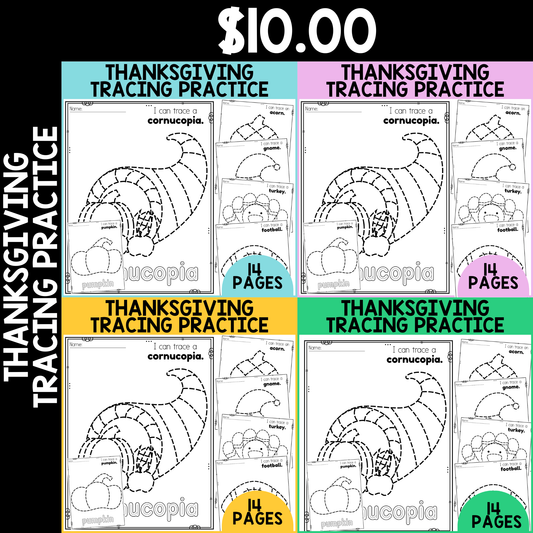 Thanksgiving Tracing Worksheets