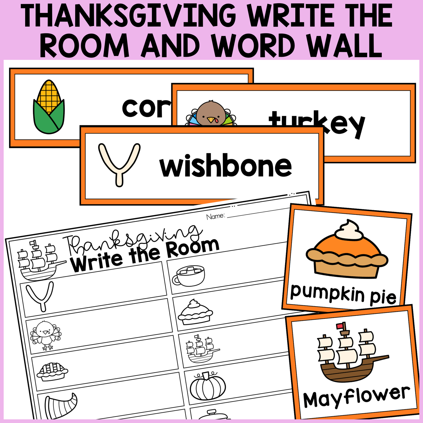 Thanksgiving Write the Room & Word Wall