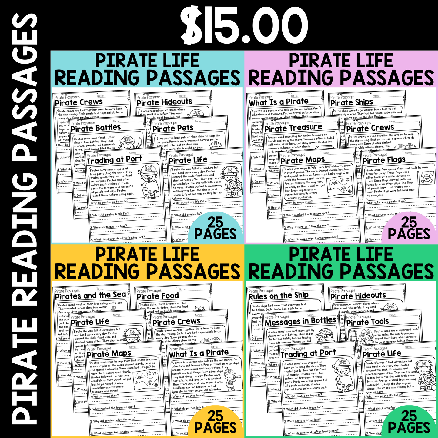 Pirate Life Reading Passages