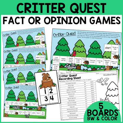 Critter Quest - Fact or Opinion Games