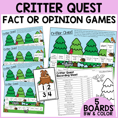 Critter Quest - Fact or Opinion Games