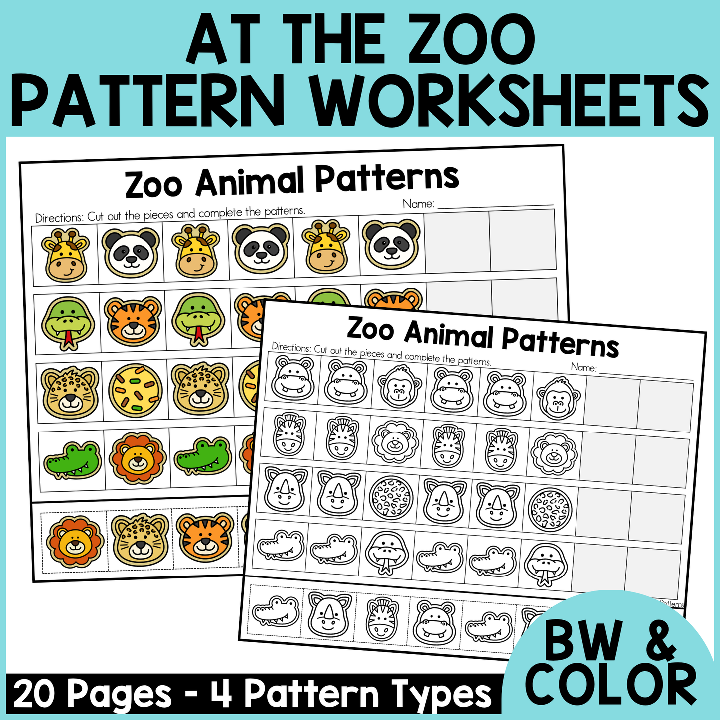 Zoo Animal Pattern Worksheets
