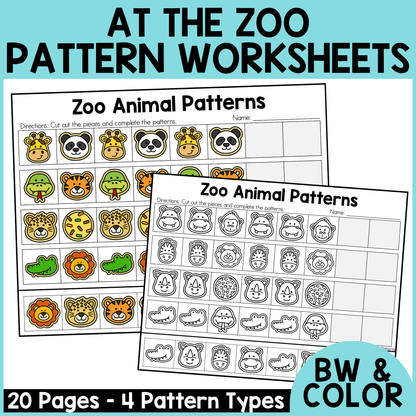 Zoo Animal Pattern Worksheets