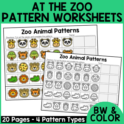 Zoo Animal Pattern Worksheets