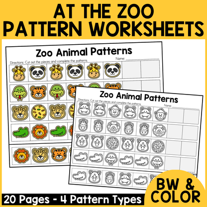 Zoo Animal Pattern Worksheets