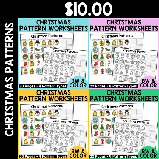 Christmas Pattern Worksheets